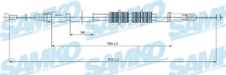 Трос ручного гальма.r. CI/FI/PE 1730/1590 SAMKO C1028B (фото 1)