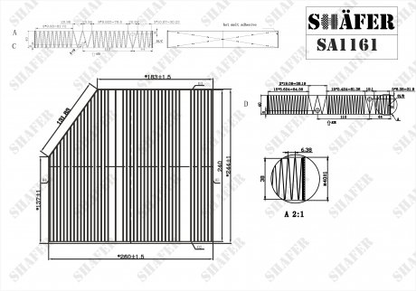 Салонный фильтр MB C (A/C/S/W205), E (A/C238, W/S213), GLC (C/X253), 1.5-4.0 (13-) SHAFER SA1161