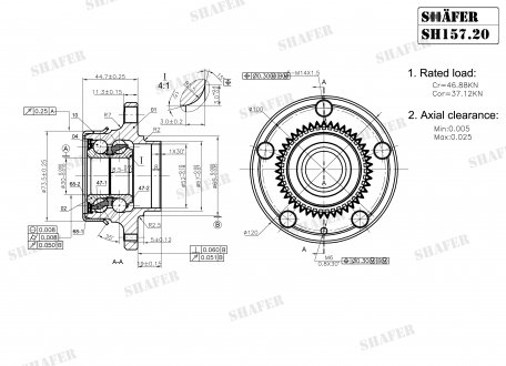 Ступиця задня VW Golf IV/Audi A3/Skoda Octavia/Seat Leon, Toledo (96-03) ABS+ (+монт. до-кт) SHAFER SH157.20K