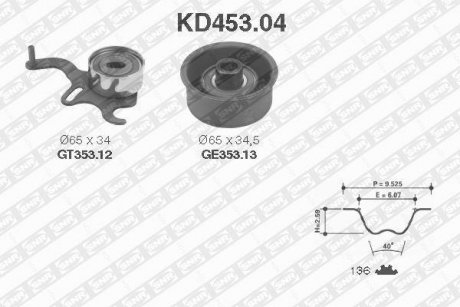 Роликовый модуль натяжителя ремня (ролик, ремень) SNR NTN KD453.04