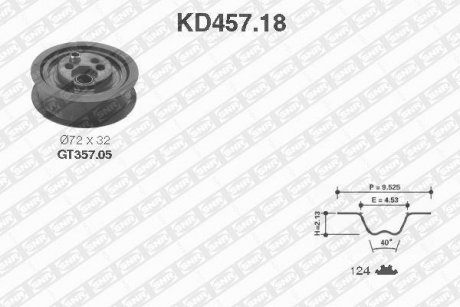 К-кт ГРМ (пасок + ролик) VAG 2,0 90-95 /124x 18/ SNR SNR NTN KD45718