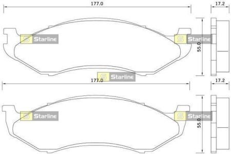 Комплект гальмівних колодок передній STARLINE BDS347