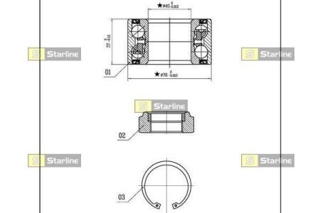 Комплект підшипника колеса передній STARLINE LO03431