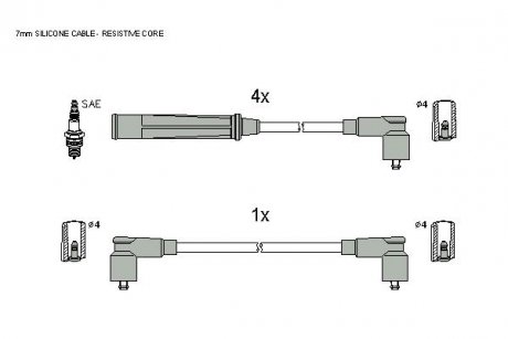 Комплект кабелей зажигания STARLINE ZK 4284