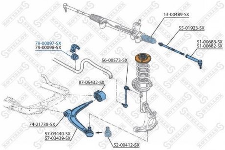 Втулка стабилизатора Fiat Croma, Opel Signum, Vectra C SAAB 9-3 03- STELLOX 79-00097-SX