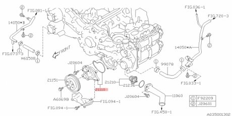 НАСОС ВОДЯН. ОХОЛОДЖ. SUBARU 21110AA690