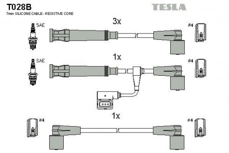 Провід високовольтні, комплект Bmw 3 (E36) TESLA T028B