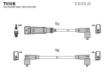 Проволока зажигания, набор TESLA T050B (фото 1)