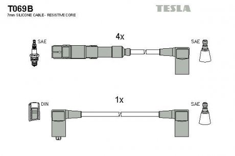 Комплект кабелей зажигания TESLA T069B