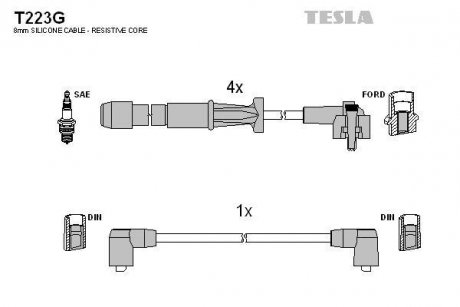 Комплект кабелей зажигания TESLA T223G