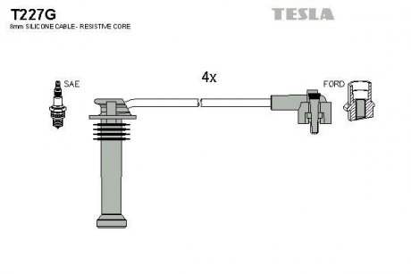 Проволока зажигания, набор TESLA T227G