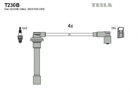 Провід високовольтні, комплект Honda Civic V TESLA T230B (фото 1)