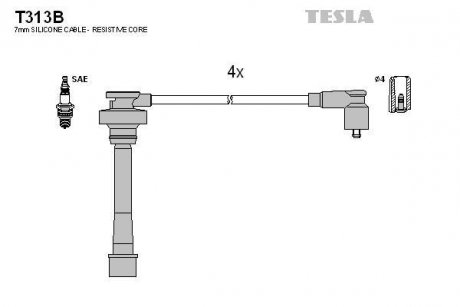 Комплект кабелів запалювання TESLA T313B