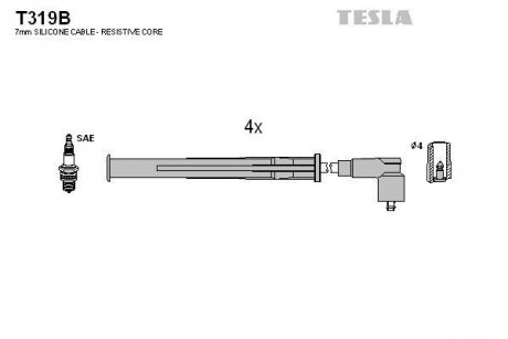 Дроти запалення, набір TESLA T319B