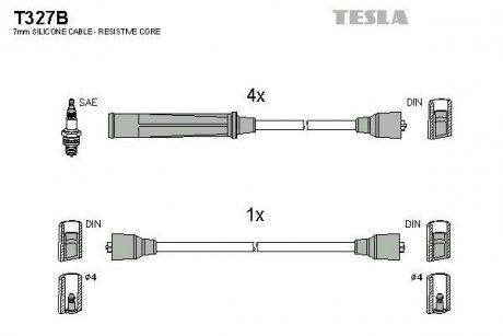 Дроти запалення, набір TESLA T327B