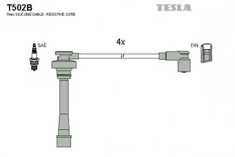 В/в дроти Mitsubishi Lanser 1.6 92- TESLA T502B