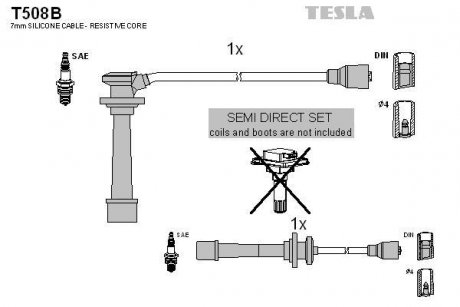 К-кт дротів в/н 1, 3 циліндрів Kia Shuma 1.5 96-01 TESLA T508B