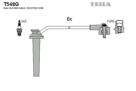 Комплект кабелів запалювання TESLA T548G