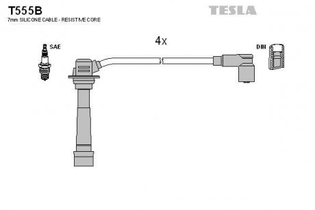 Комплект кабелей зажигания TESLA T555B
