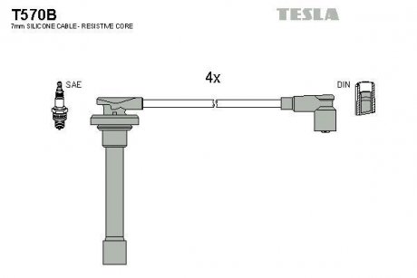 Дроти запалення, набір TESLA T570B