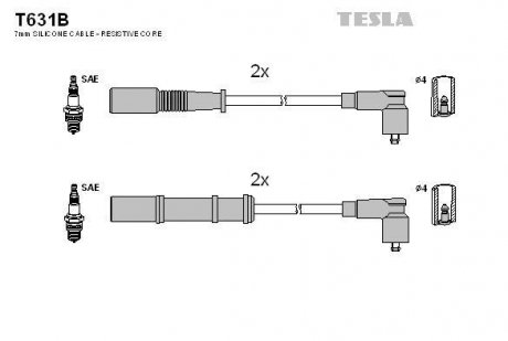 В/в провода Fiat Punto1.2/1.4 05- TESLA T631B