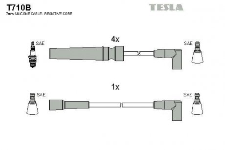 Провід свічковий Нексія 1,5 16V/Есперо (силікон)) TESLA T710B