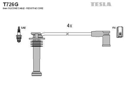 Комплект кабелів запалювання TESLA T726G