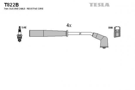 Комплект кабелей зажигания TESLA T822B (фото 1)