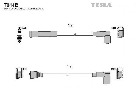 Комплект кабелів запалювання TESLA T844B