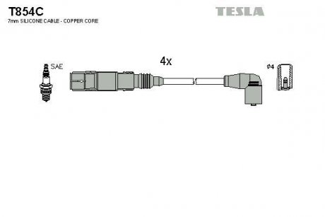 Дроти запалення, набір TESLA T854C