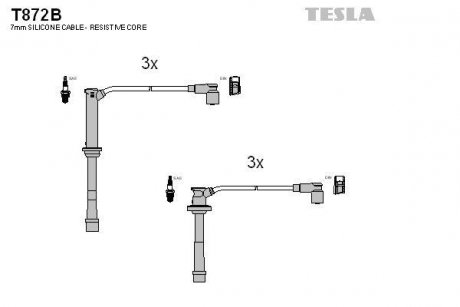 Комплект кабелей зажигания TESLA T872B (фото 1)