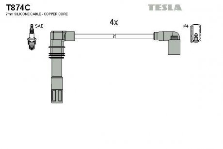 Комплект кабелей зажигания TESLA T874C (фото 1)