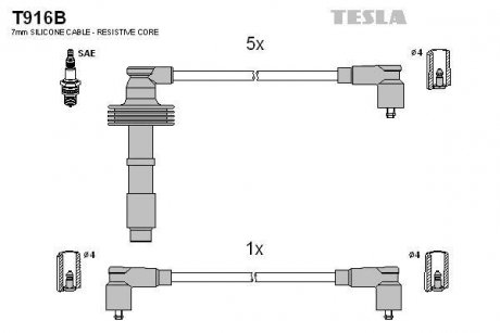 Дроти запалення, набір TESLA T916B