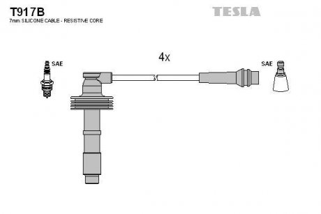 Дроти запалення, набір TESLA T917B