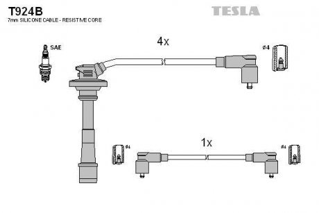 Комплект кабелей зажигания TESLA T924B (фото 1)