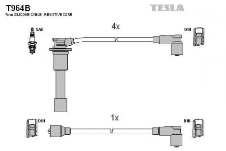 Комплект кабелів запалювання TESLA T964B