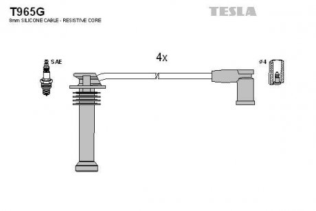 Дроти запалення, набір TESLA T965G