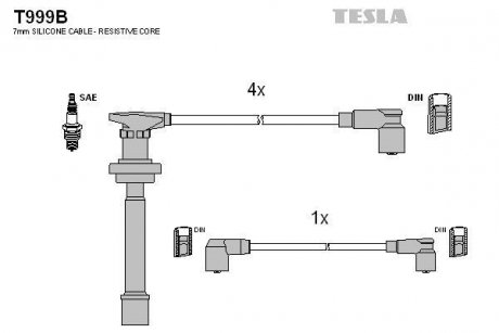 Провід високовольтні, комплект Nissan TESLA T999B