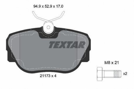 Тормозные колодки, дисковый тормоз (набор) TEXTAR 2117302 (фото 1)