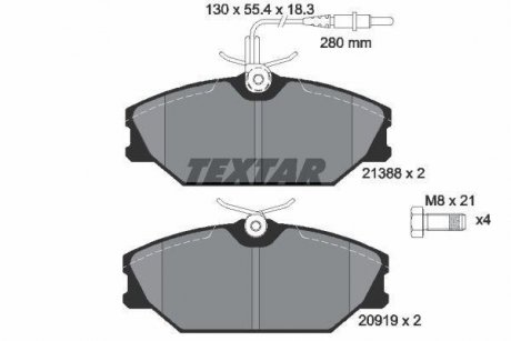 Тормозные колодки, дисковый тормоз (набор) TEXTAR 2138802