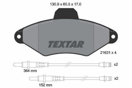 Гальмівні колодки, дискове гальмо (набір) TEXTAR 2163102