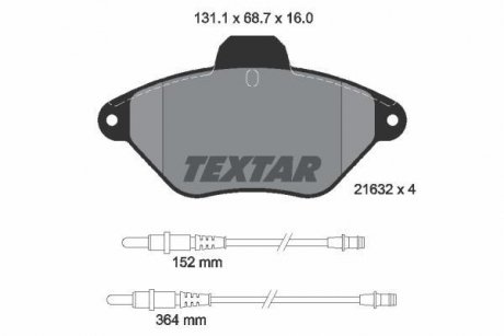 Тормозные колодки, дисковый тормоз (набор) TEXTAR 2163201 (фото 1)