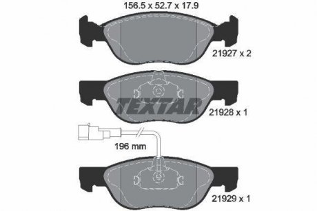 Тормозные колодки, дисковый тормоз (набор) TEXTAR 2192701