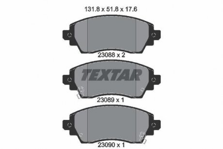 Комплект тормозных колодок, дисковый тормоз TEXTAR 2308801