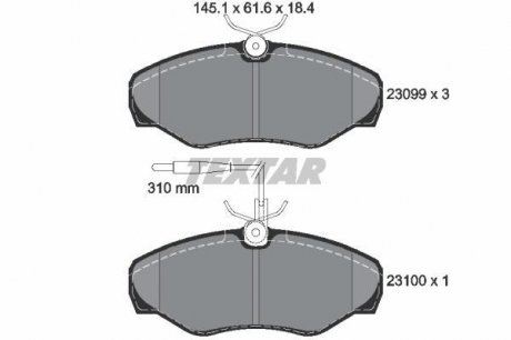 Тормозные колодки, дисковый тормоз (набор) TEXTAR 2309903
