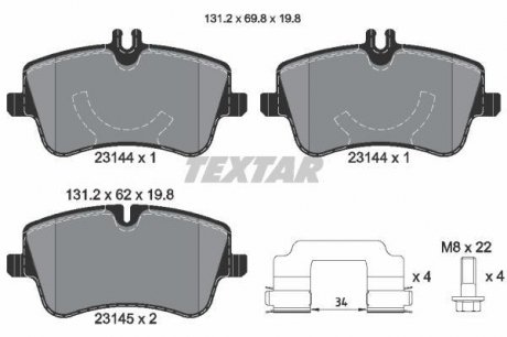 Тормозные колодки, дисковый тормоз (набор) TEXTAR 2314402