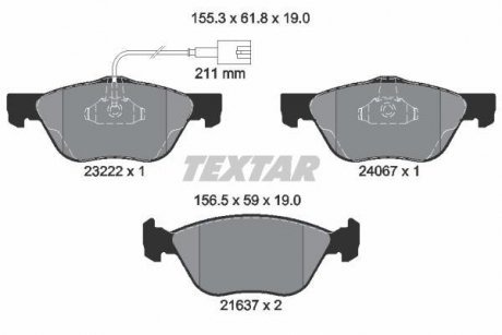 Комплект тормозных колодок, дисковый тормоз TEXTAR 2322201