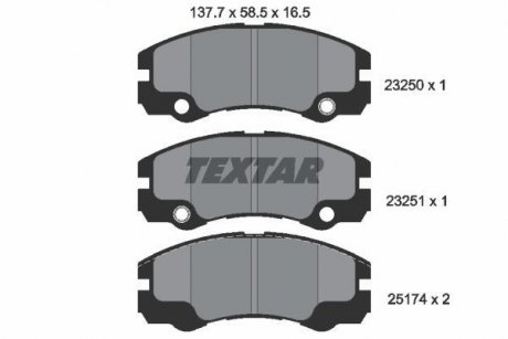 Гальмівні колодки, дискове гальмо (набір) TEXTAR 2325001