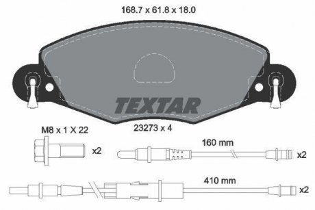 Тормозные колодки, дисковый тормоз (набор) TEXTAR 2327301