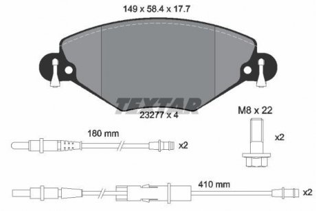 Тормозные колодки, дисковый тормоз (набор) TEXTAR 2327701